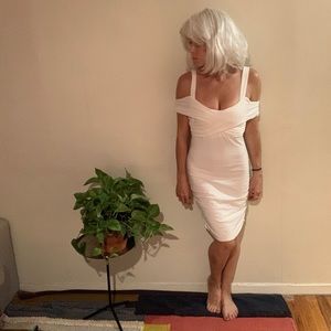 Sexy body con white stretchy dress